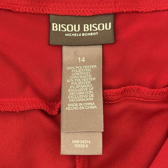 Bisou Bisou Red Babydoll Beaded Tango Dress 14 Beaded Chiffon Romantic Y2K Fairy - Picture 9 of 11